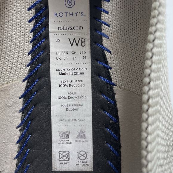 Rothy’s The Point Pointed Toe Flats Womens Size 8 Birdeye Flax Light Gray Rothys - Picture 8 of 9